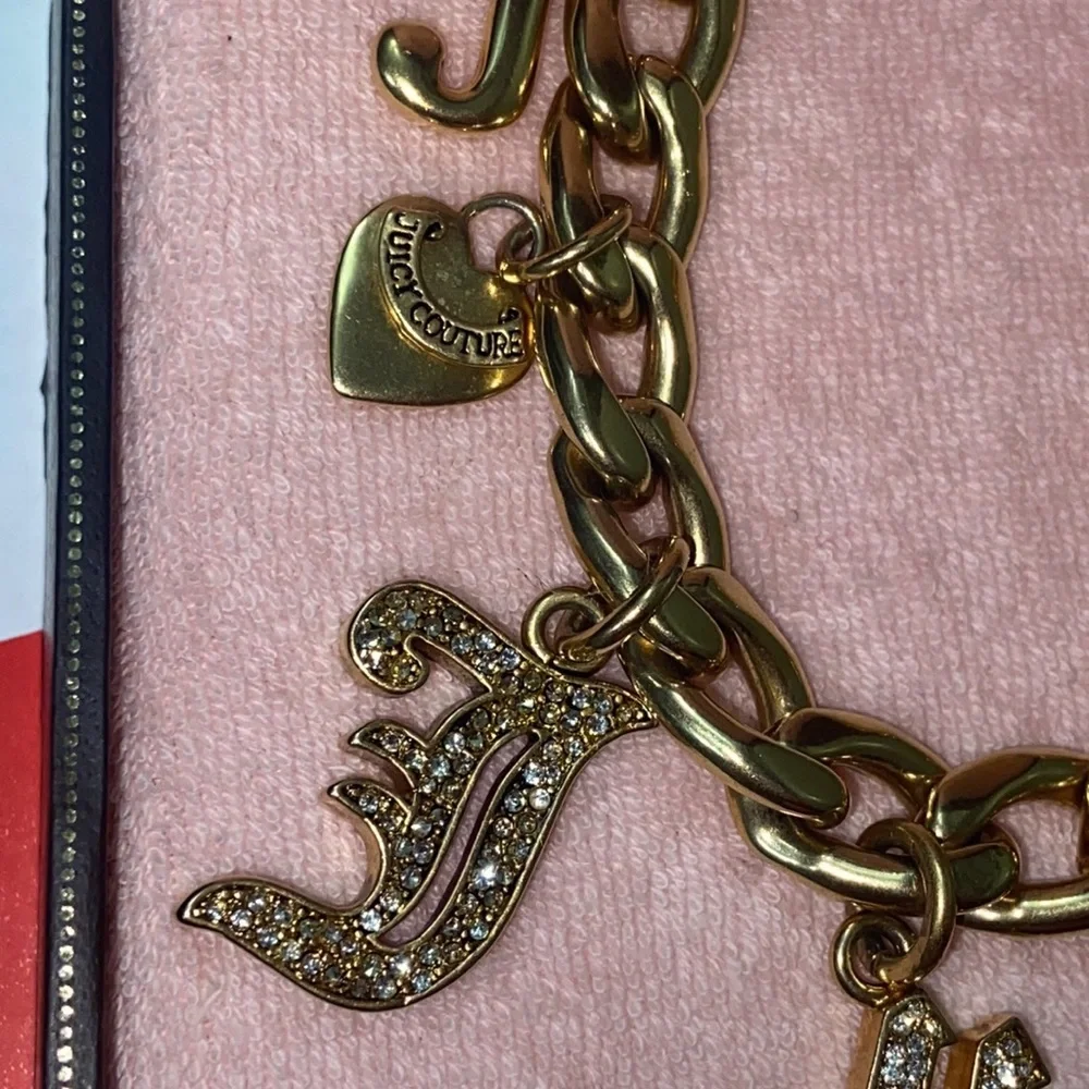 Y2K JUICY COUTURE GOTHIC INITIAL CHARM BRACELET DOG COLLAR SWAROVSKI CRYSTALS